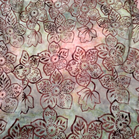 Christopher & Banks Blouse Shirt Medium Batik Floral Brown Pink Hippie Fairy - Picture 11 of 16